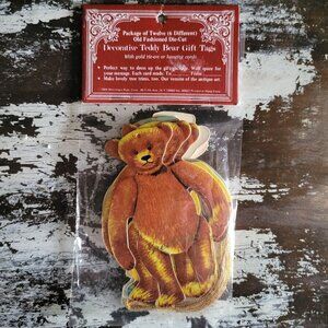 Vintage Merrimack Die-Cut Teddy Bear "Greetings" Gift Tags - 12 Tags